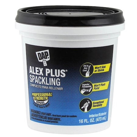 Spackling Paste, 1 Pt, Tub, Off White